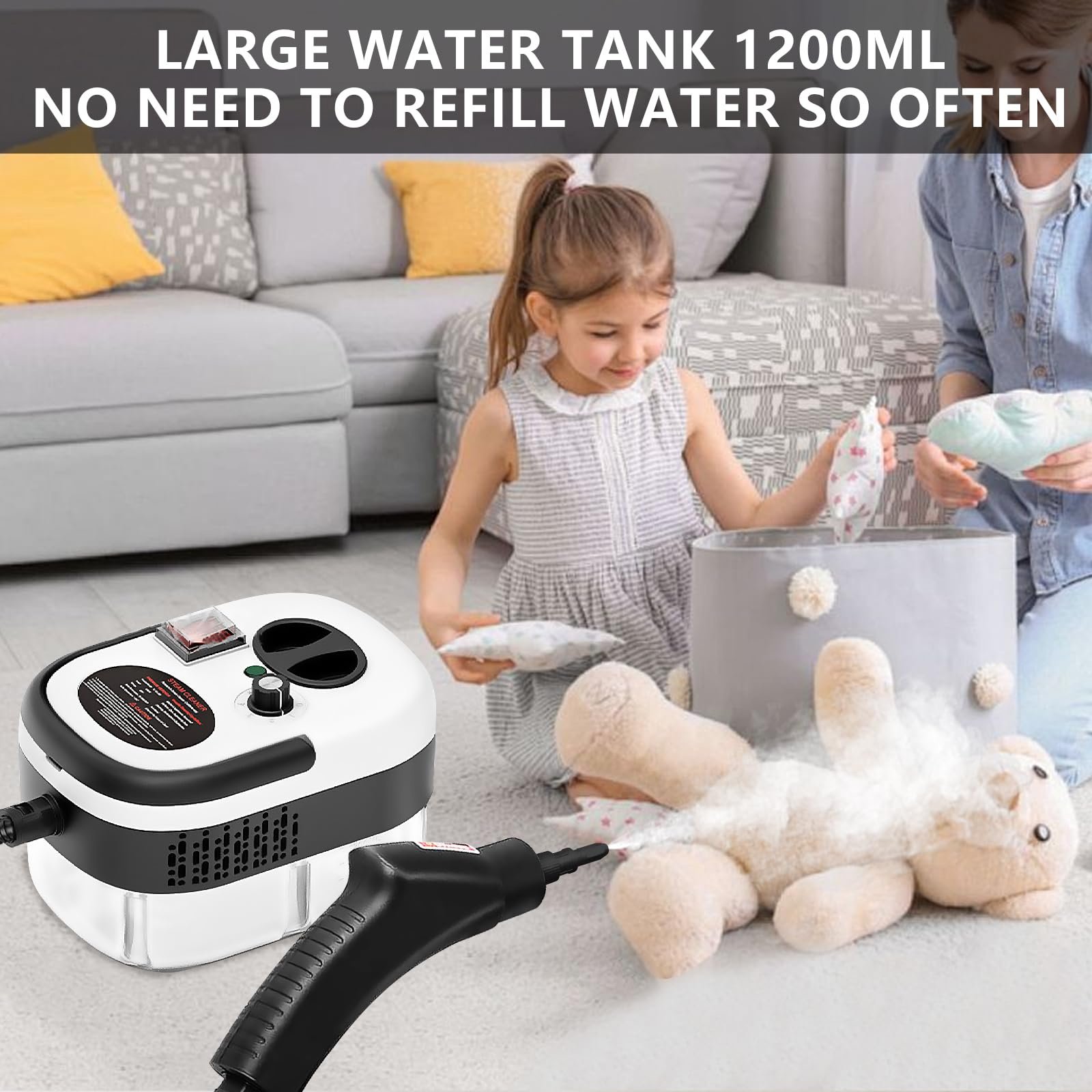 Handheld Steam Cleaner, Steamer For Cleaning, 2500W Pressurized Steam Cleaner With 1.2L Water Tank And 12 Attachments, Portable Steamer Cleaner For Home Car Kitchen Bathroom Furniture Tile Grout - Image 6