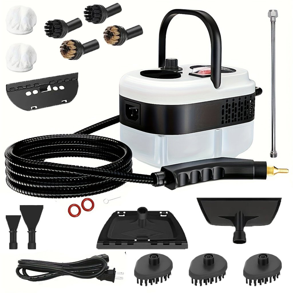 Handheld Steam Cleaner, Steamer For Cleaning, 2500W Pressurized Steam Cleaner With 1.2L Water Tank And 12 Attachments, Portable Steamer Cleaner For Home Car Kitchen Bathroom Furniture Tile Grout